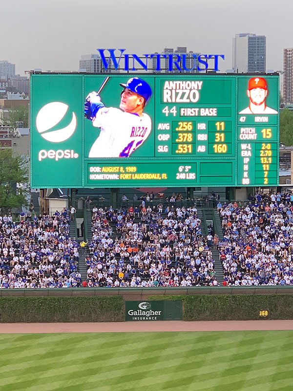 Anthony Rizzo on scoreboard