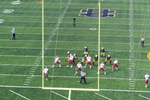Notre Dame driving towards the end-zone.