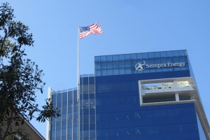 American flag on building