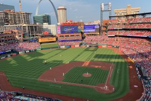 View from behind home plate at Busch Stadium  - June 1, 2019