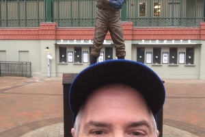 Pat at Ernie Banks Statue
