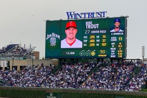 Mike Trout on scoreboard - June 3, 2019