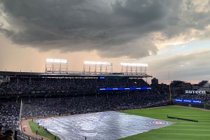 Tarp on field - June 24, 2019