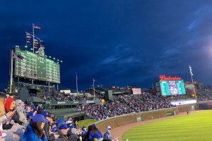 View from left field of the scoreboard