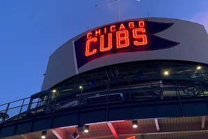 W flag flying on scoreboard - September 13, 2019