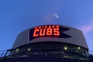 W flag flying on scoreboard - September 13, 2019