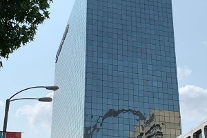 St. Lous and the Gateway Arch in building reflection - June 1, 2019