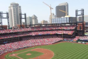 Skyline from Busch Stadium in St. Louis - June 2, 2019