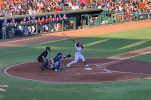 Orioles player swings at pitch